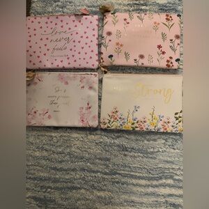 DeLuxe Pink Floral Proverbs Pouch with Cute Charm - PICK 1
